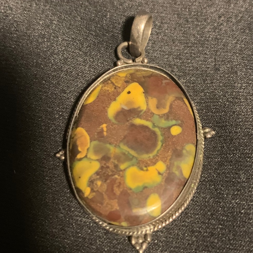 Antique Sterling Silver Healing Stone Pendant